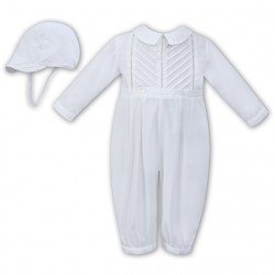 White Long Sleeved Christening Romper by Sarah Louise Style 011250/011611