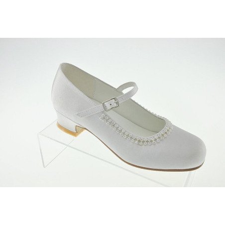 White Satin First Holy Communion Shoes Style 4963