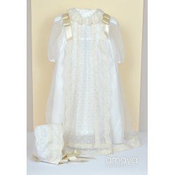 AMAYA Handmade Ivory/Beige Baby Girl Christening/Baptism Gown Style 512005ML