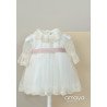 Handmade Ivory/Pink Christening/Baptism Baby Girl Dress Style 512014MF