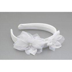 White First Holy Communion Headband Style W-421