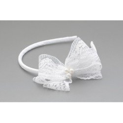 White First Holy Communion Headband Style W-417