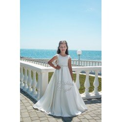 White Satin First Holy Communion Dress Style 20-0356