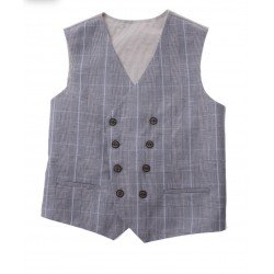 ONE VARONES LIGHT BLUE CHECKERED FIRST HOLY COMMUNION/SPECIAL OCCASION WAISTCOAT STYLE 10-10011 7902
