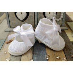 White Baby Girls Christening/Occasion Ballerina Shoes Style M013