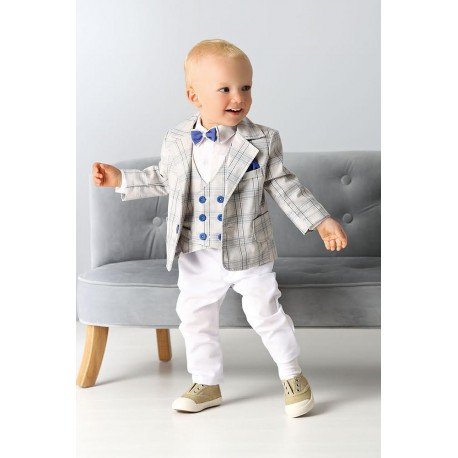 hequered Gray Baby Boys Special Occasion Outfit
