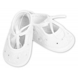 Sarah Louise White Satin Baby Girl Christening Shoes Style 004410