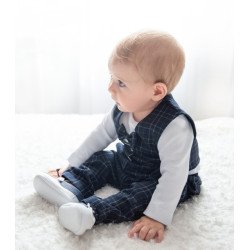 WHITE/NAVY HANDMADE BABY BOY CHRISTENING SUIT STYLE FRAN BIS