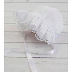 Handmade White Baby Girl Christening Bonnet Style BONNET 001