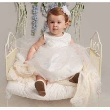 SEVVA BEAUTIFUL WHITE CHRISTENING DRESS & HEADBAND STYLE ROSE