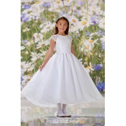 JOAN CALABRESE WHITE TEA-LENGTH FIRST HOLY COMMUNION DRESS STYLE 120344