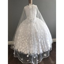 HANDMADE WHITE FIRST HOLY COMMUNION DRESS STYLE T-874