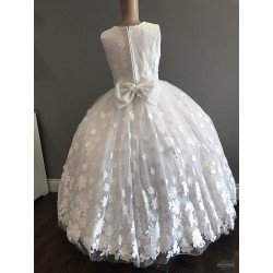 HANDMADE WHITE FIRST HOLY COMMUNION DRESS STYLE T-874