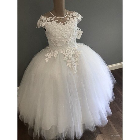 HANDMADE WHITE FIRST HOLY COMMUNION DRESS STYLE T-927
