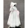 Handmade Baby Girl Ivory/Pink Christening Gown&Bonnet Style 2025