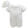 SARAH LOUISE BABY BOY CHRISTENING IVORY ROMPER WITH BONNET STYLE 002226