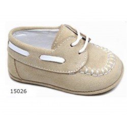 Spanish Handmade Beige/White Christening Shoes by Tinny Shoes Style 15026