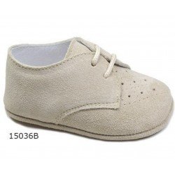 Spanish Handmade Beige Christening Shoes by Tinny Shoes Style 15036A