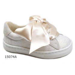 SPANISH CHAMPAGNE/METAL CONFIRMATION/SPECIAL OCCASION SHOES BY TINNY SHOES STYLE 15074
