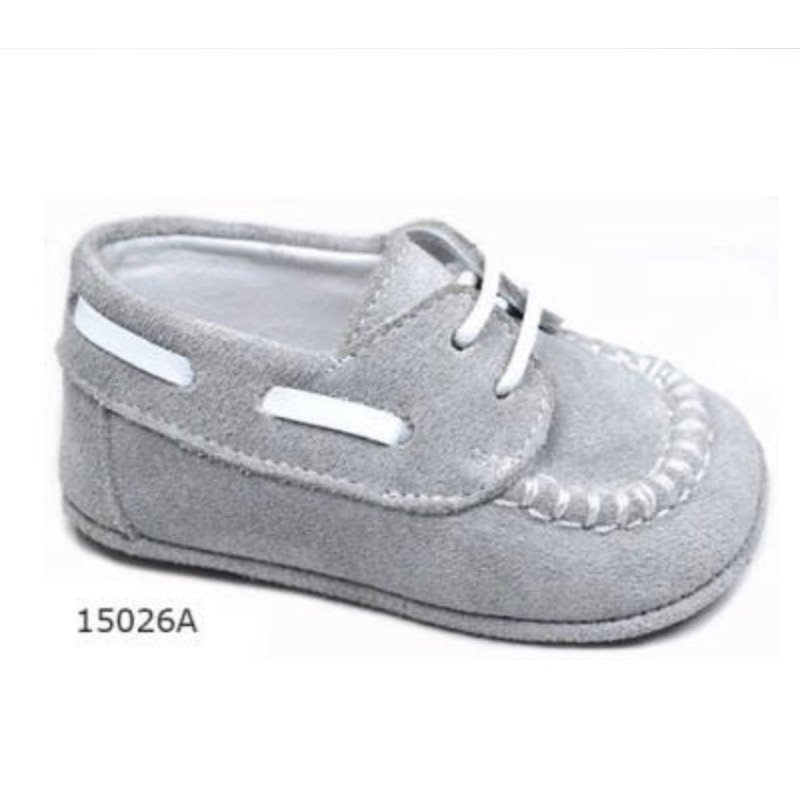 SPANISH HANDMADE GREY/WHITE CHRISTENING SHOES BY TINNY SHOES STYLE 15026