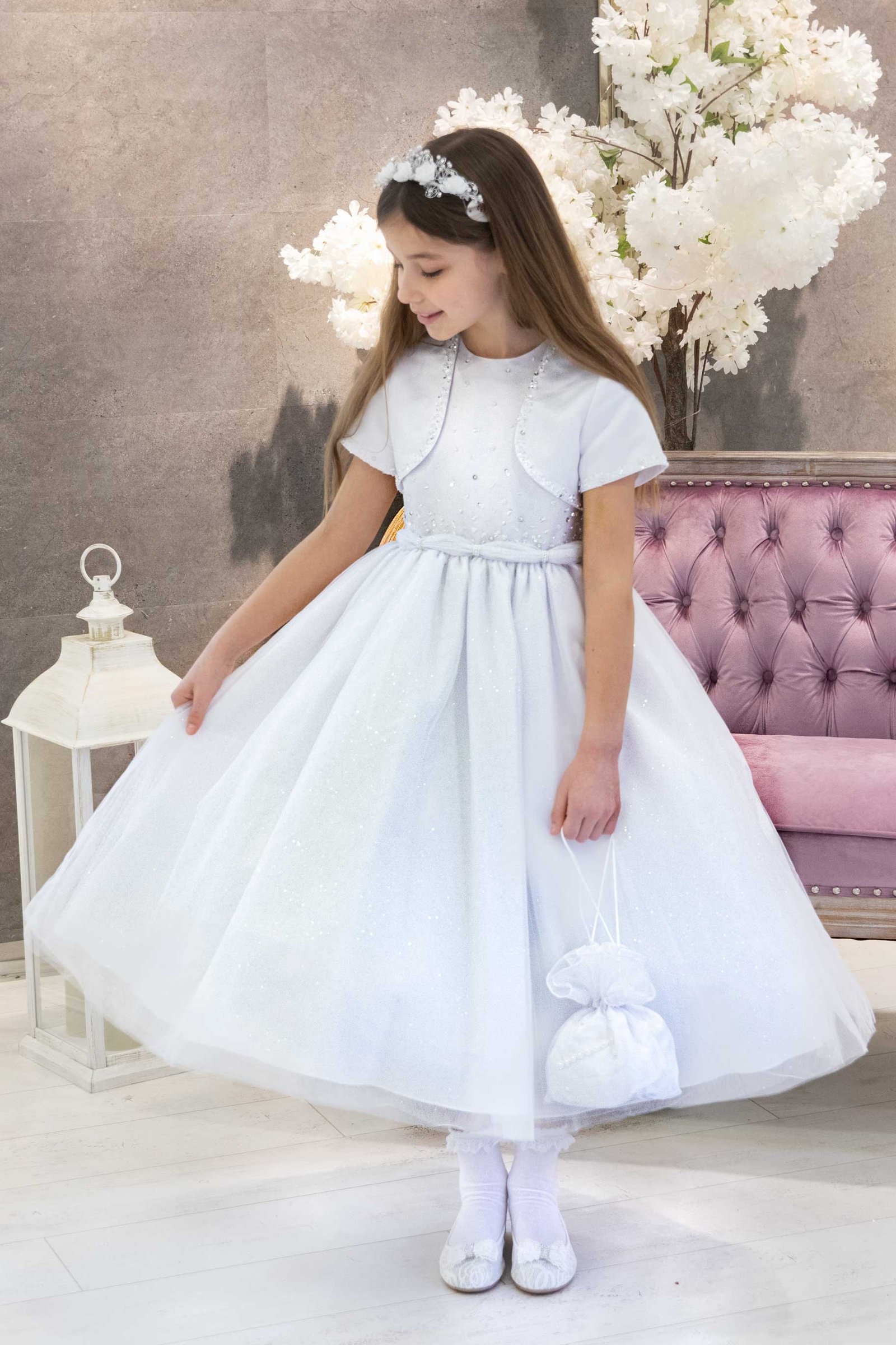 White bolero store for first communion