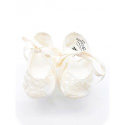 Marla Handmade Ivory Christening Baby Girl Shoes Style M595