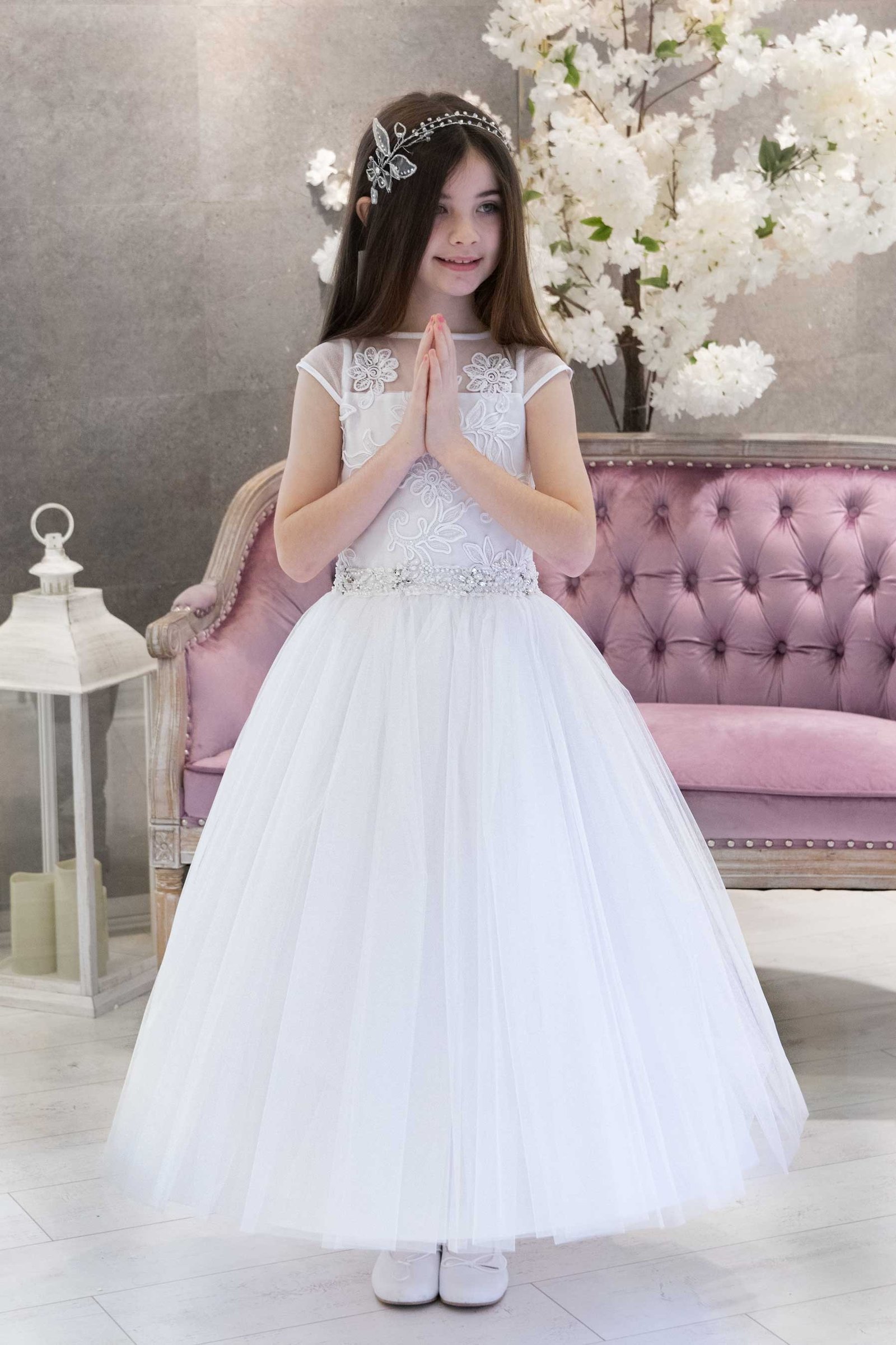 Multi Layered Tulle Skirt Communion Dress style Bellisa