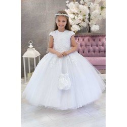 HANDMADE WHITE FIRST HOLY COMMUNION DRESS STYLE T-922