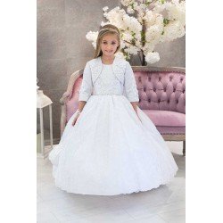 HANDMADE WHITE FIRST HOLY COMMUNION DRESS STYLE T-925