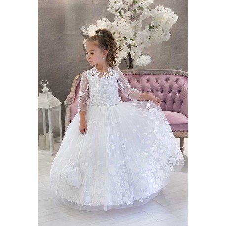 HANDMADE WHITE FIRST HOLY COMMUNION DRESS STYLE T-932