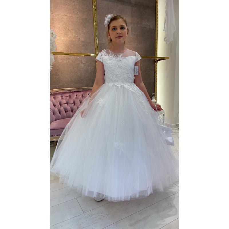 HANDMADE WHITE FIRST HOLY COMMUNION DRESS STYLE T-881