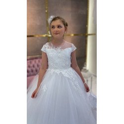 HANDMADE WHITE FIRST HOLY COMMUNION DRESS STYLE T-881