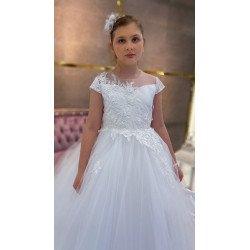 HANDMADE WHITE FIRST HOLY COMMUNION DRESS STYLE T-881