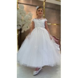 HANDMADE WHITE FIRST HOLY COMMUNION DRESS STYLE T-881