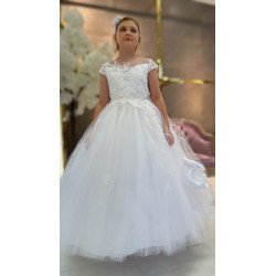 HANDMADE WHITE FIRST HOLY COMMUNION DRESS STYLE T-881