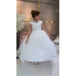 HANDMADE WHITE FIRST HOLY COMMUNION DRESS STYLE T-875