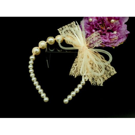 Handmade Pearly Peach Flower Girl/Special Occasion Headband Style PS07