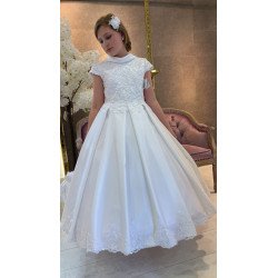 HANDMADE WHITE FIRST HOLY COMMUNION DRESS STYLE T-880