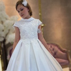 HANDMADE WHITE FIRST HOLY COMMUNION DRESS STYLE T-880