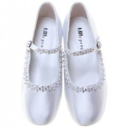 WHITE SATIN FIRST HOLY COMMUNION SHOES STYLE 4937
