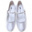 WHITE SATIN FIRST HOLY COMMUNION SHOES STYLE 4937