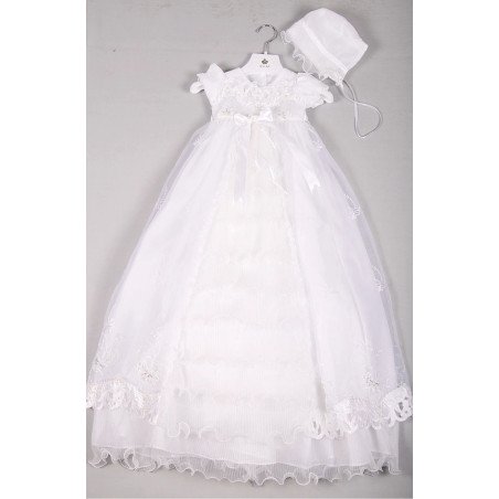 White Ceremony/Christening Gown&Bonnet Style 9500