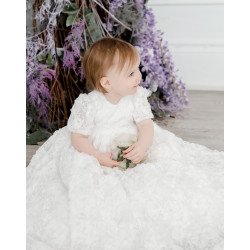 TETER WARM HANDMADE BABY GIRL IVORY CHRISTENING GOWN STYLE B21L