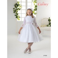 CARMY HANDMADE WHITE/PINK FIRST HOLY COMMUNION DRESS STYLE 2902