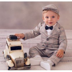 Beige/White Baby Boy Christening Outfit Style IVO