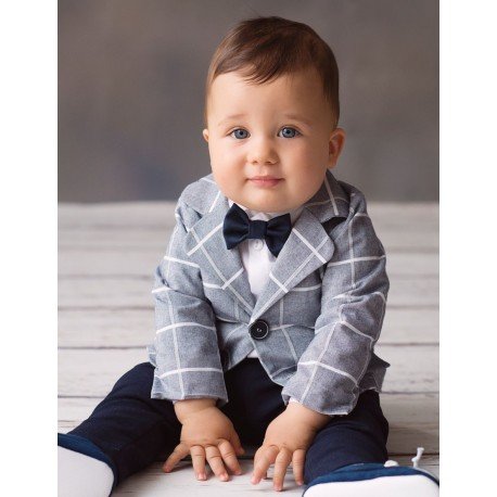 WHITE/GREY BABY BOY CHRISTENING OUTFIT