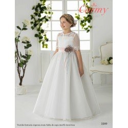 CARMY HANDMADE IVORY/PINK UNIQUE FIRST HOLY COMMUNION DRESS STYLE 2200