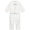 Beau Kid Baby Boys Ivory/Sky Blue Christening Romper Style 5008