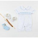 White/Blue Christening Baby Boy Romper Style J-1541