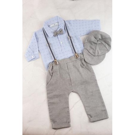 Beau Kid Grey Baby boys christening 4pc Set Style 30280-nv